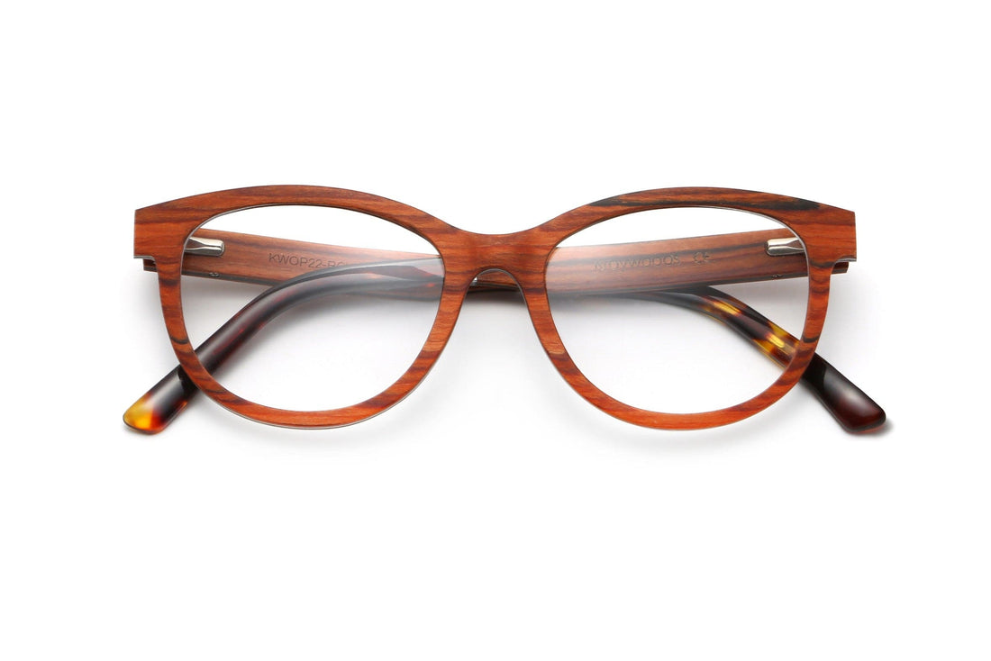 Charm Rose, lunettes Cat Eye en bois de cerisier - pliées