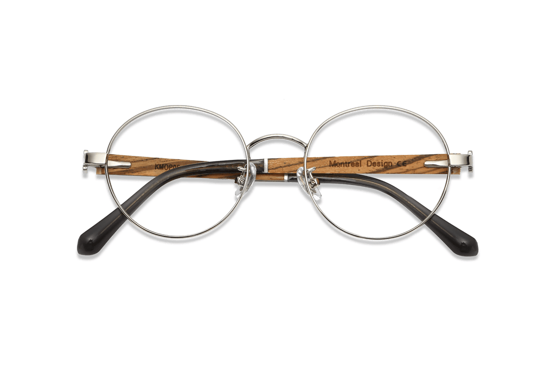 Joy Silver, Lunettes rondes en métal argenté - pliées