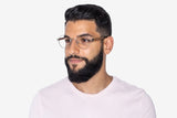 Homme portant Joy Silver, Lunettes rondes en métal argenté