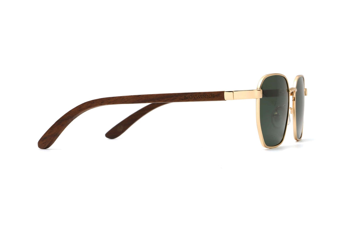 Arlo, lunettes de soleil carrées rétro dorées - Side