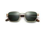 Arlo, lunettes de soleil rétro-carrées dorées - pliées
