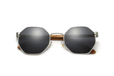 Daze, lunettes de soleil octogonales en métal argenté - pliées