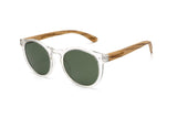 Funk, Lunettes de soleil rondes à monture transparente et verres verts - angulaires