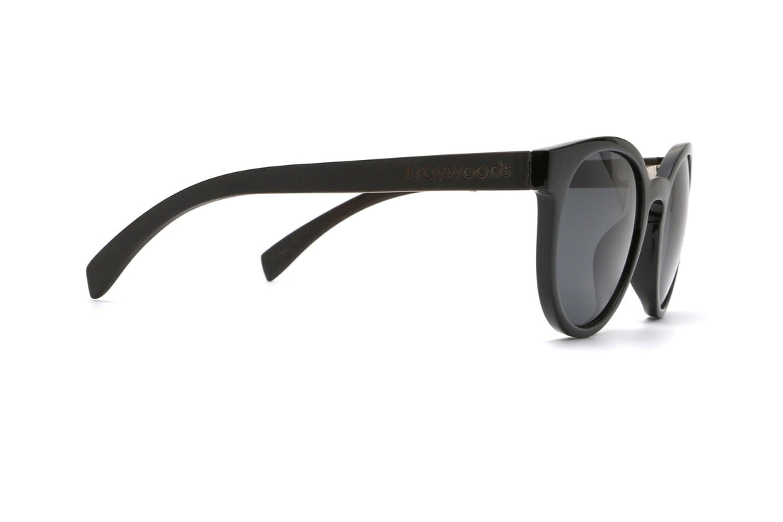 Luxy, Lunettes de soleil rondes noires à verres polarisants - Side