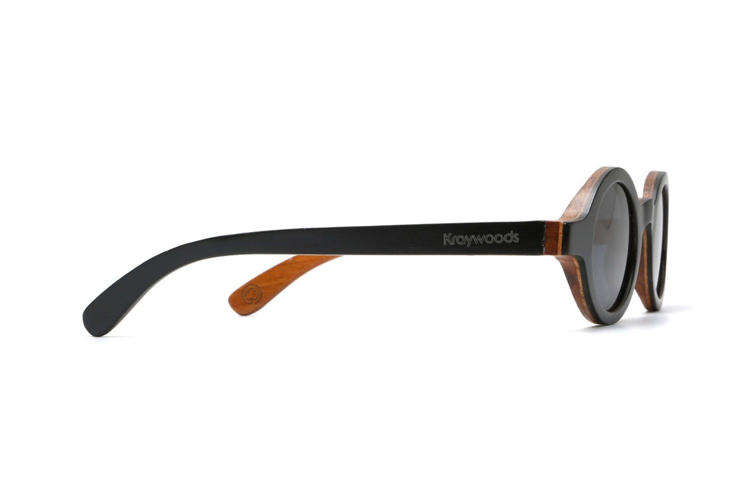 Magnolia, petites lunettes de soleil rondes en bois - Side