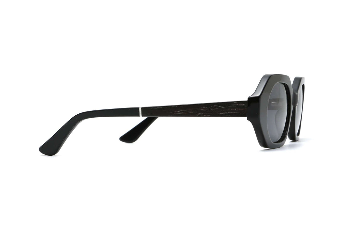 Mia Black, Lunettes de soleil géométriques octogonales noires - Side