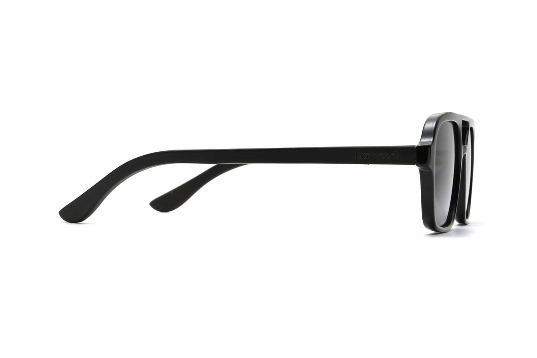 Lunettes de soleil aviateur rétro Ryder noires - Side