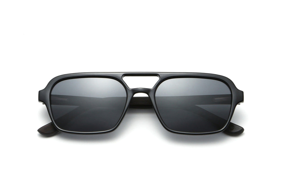 Ryder Lunettes de soleil aviateur rétro noires - pliées