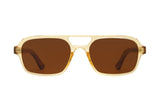 Tanner, Lunettes de soleil rétro aviateur marron translucide - Avant